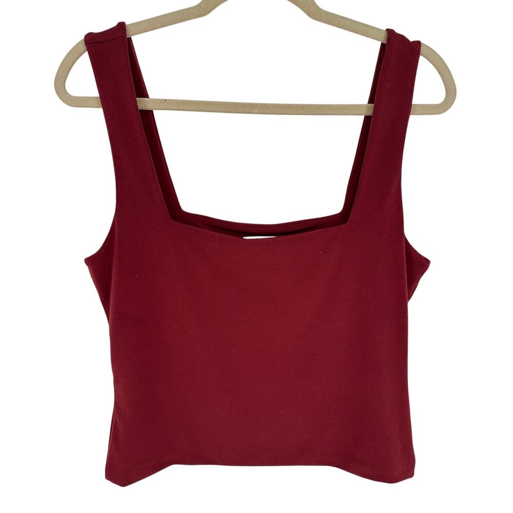 Leith Square Neck Blouse Burgundy Red Cropped Sleeveless Baddie Casual Size L